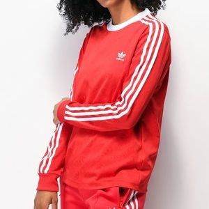 NWT 2 Piece Adidas Sweatsuit Red Trifold 3 Stripe